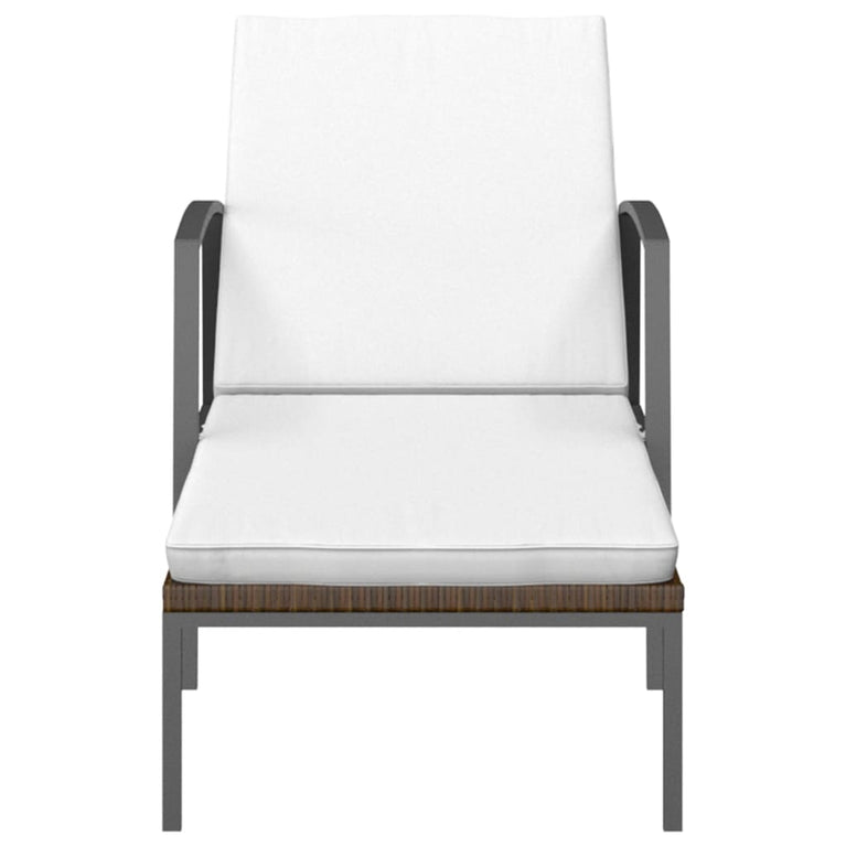 Ligbedden 2 st met tafel poly rattan bruin