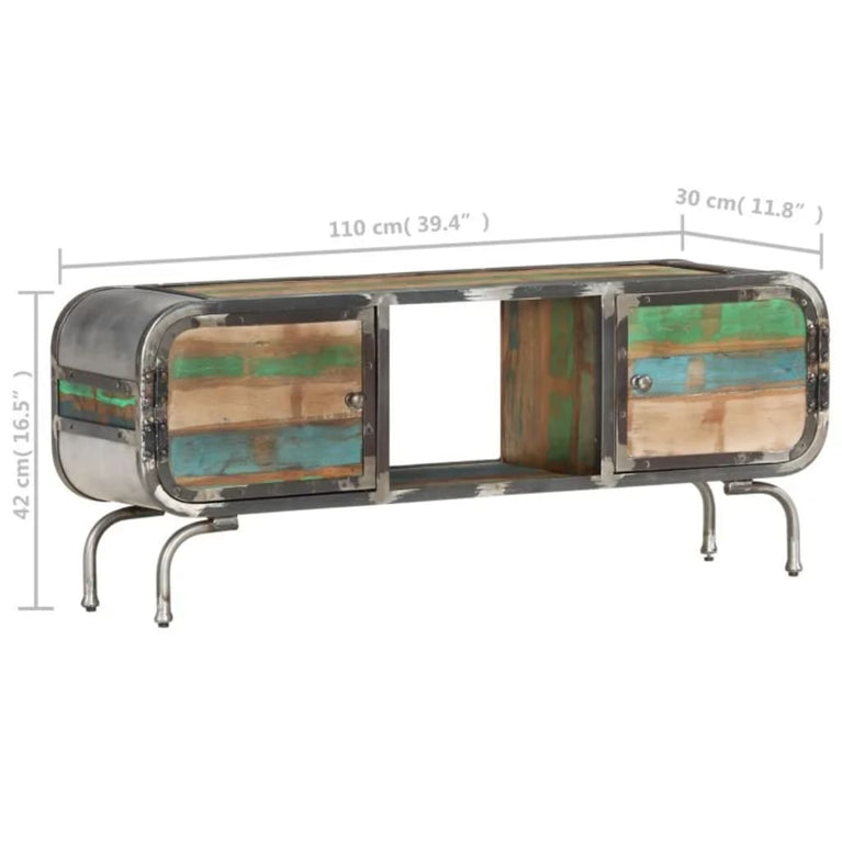 Tv-meubel 110x30x42 cm massief gerecycled hout meerkleurig MeubelReus