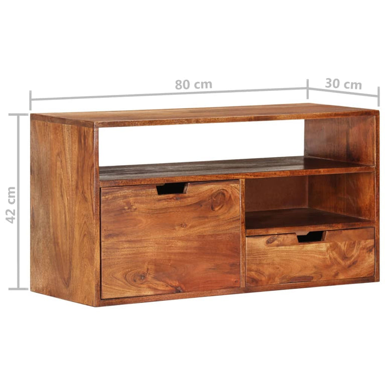 Tv-meubel 80x30x42 cm massief acaciahout MeubelReus