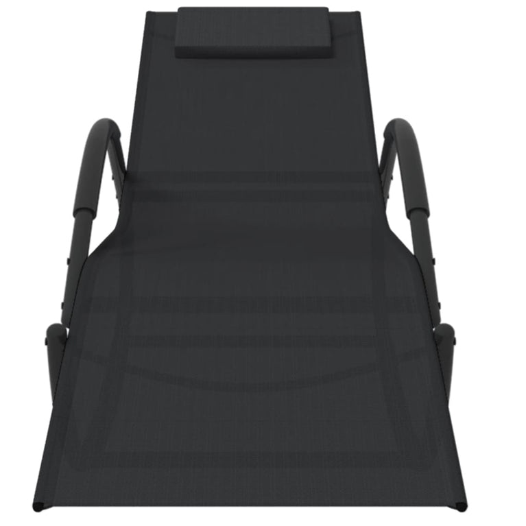 Ligbed schommelend staal en textileen zwart MeubelReus