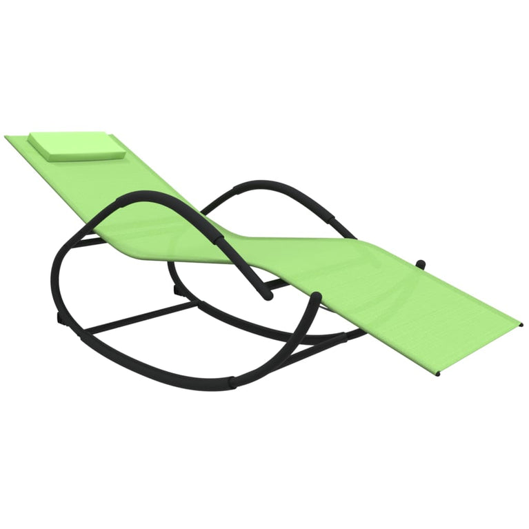 Ligbed schommelend staal en textileen groen MeubelReus