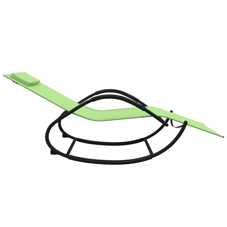 Ligbed schommelend staal en textileen groen MeubelReus