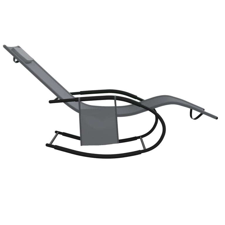 Ligbed schommelend staal en textileen grijs MeubelReus