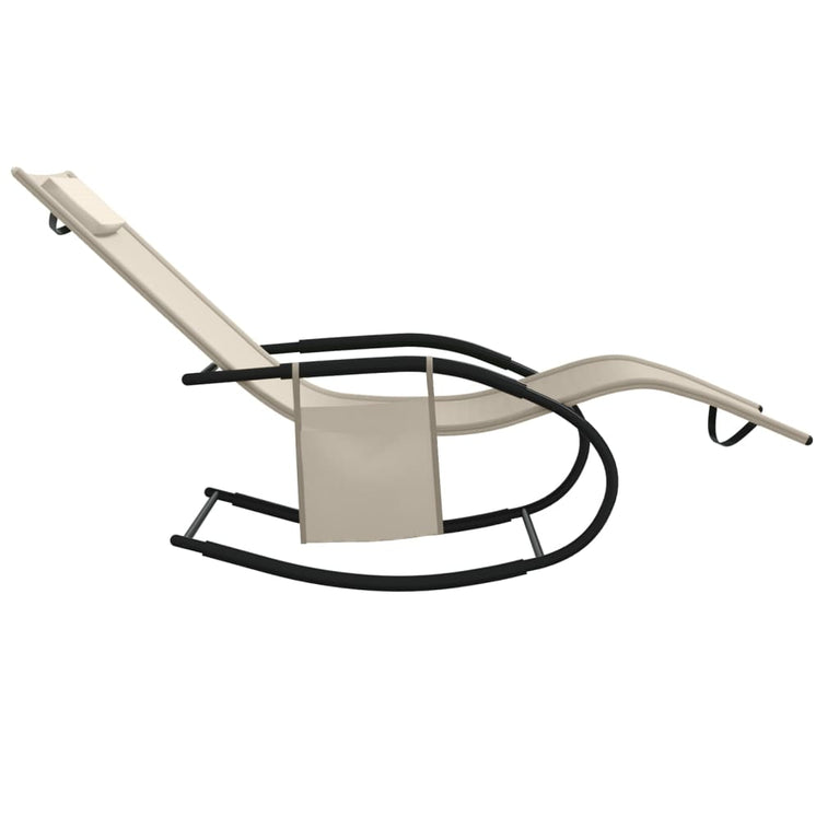 Ligbed schommelend staal en textileen crèmekleurig MeubelReus