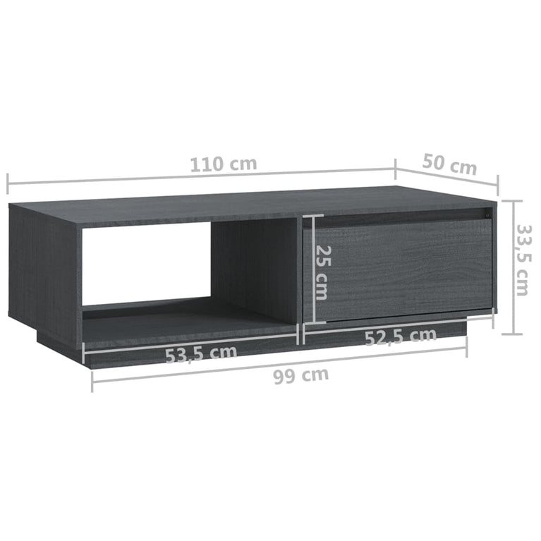 Salontafel 110x50x33,5 cm massief grenenhout grijs MeubelReus