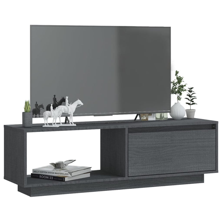 Tv-meubel 110x30x33,5 cm massief grenenhout grijs MeubelReus