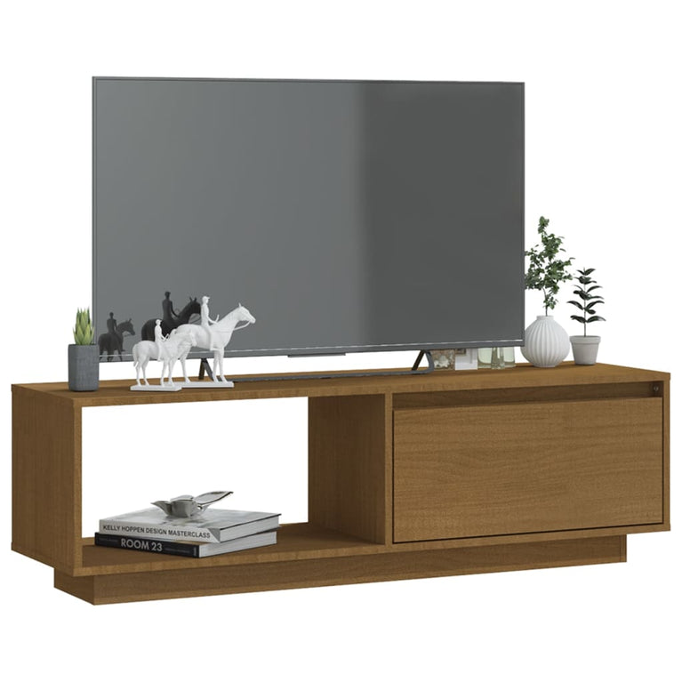 Tv-meubel 110x30x33,5 cm massief grenenhout honingbruin MeubelReus
