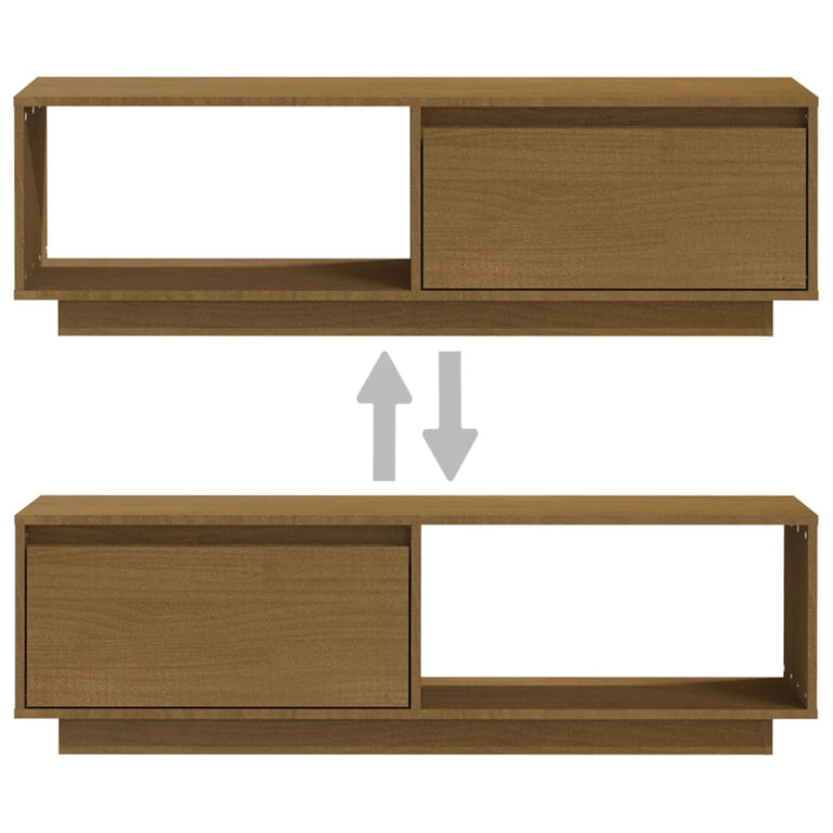 Tv-meubel 110x30x33,5 cm massief grenenhout honingbruin MeubelReus