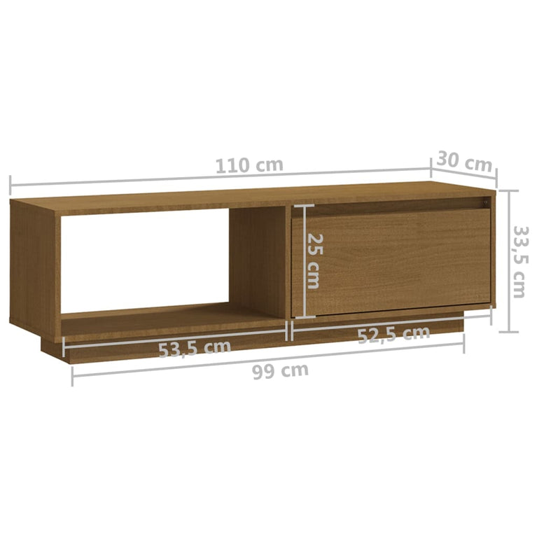 Tv-meubel 110x30x33,5 cm massief grenenhout honingbruin MeubelReus