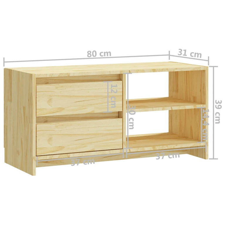 Tv-meubel 80x31x39 cm massief grenenhout MeubelReus