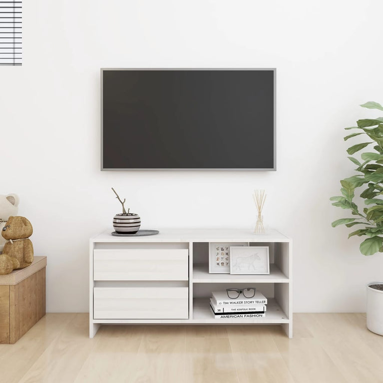 Tv-meubel 80x31x39 cm massief grenenhout wit MeubelReus