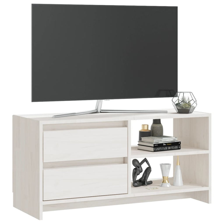 Tv-meubel 80x31x39 cm massief grenenhout wit MeubelReus