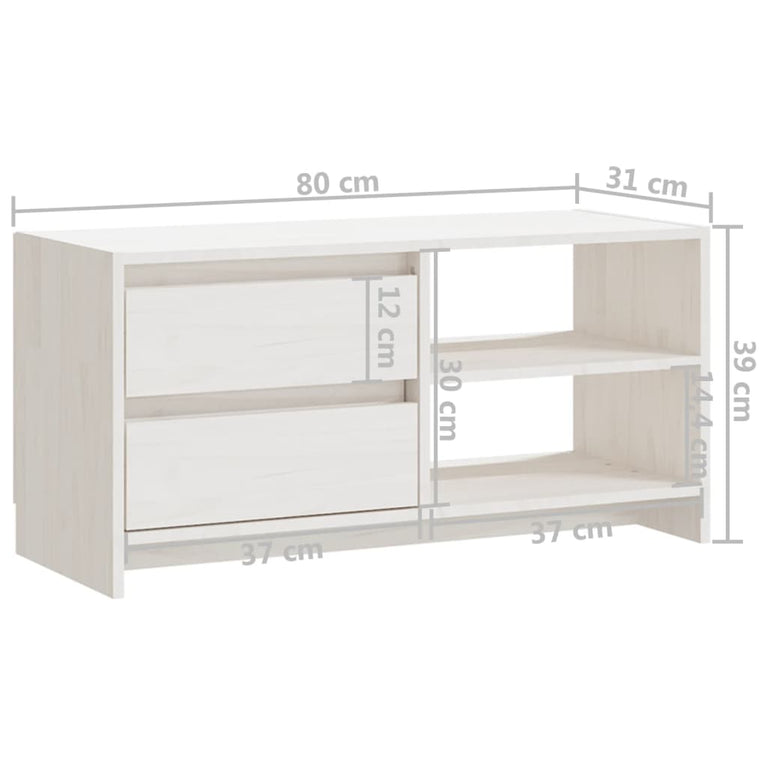 Tv-meubel 80x31x39 cm massief grenenhout wit MeubelReus