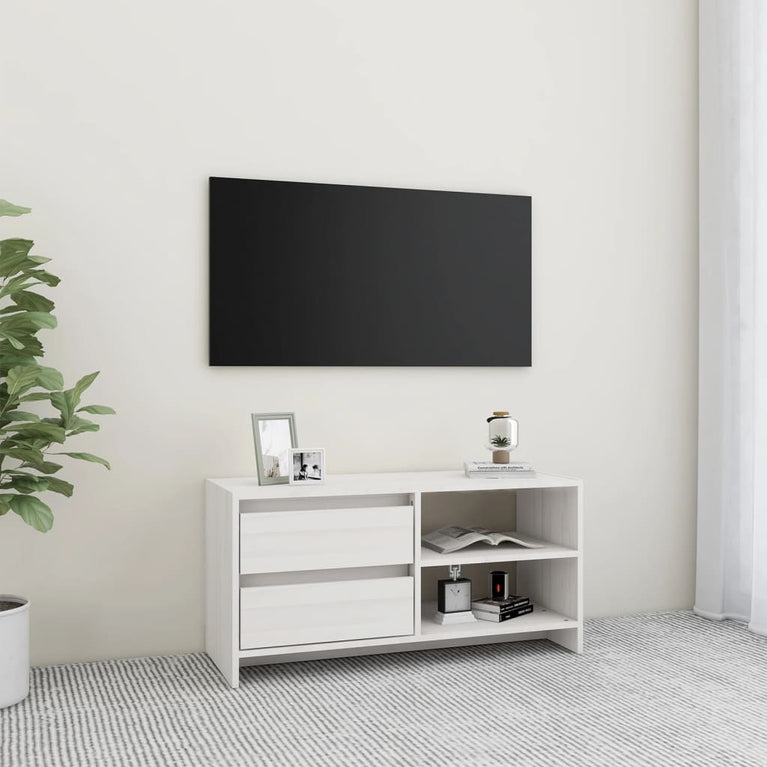 Tv-meubel 80x31x39 cm massief grenenhout wit MeubelReus