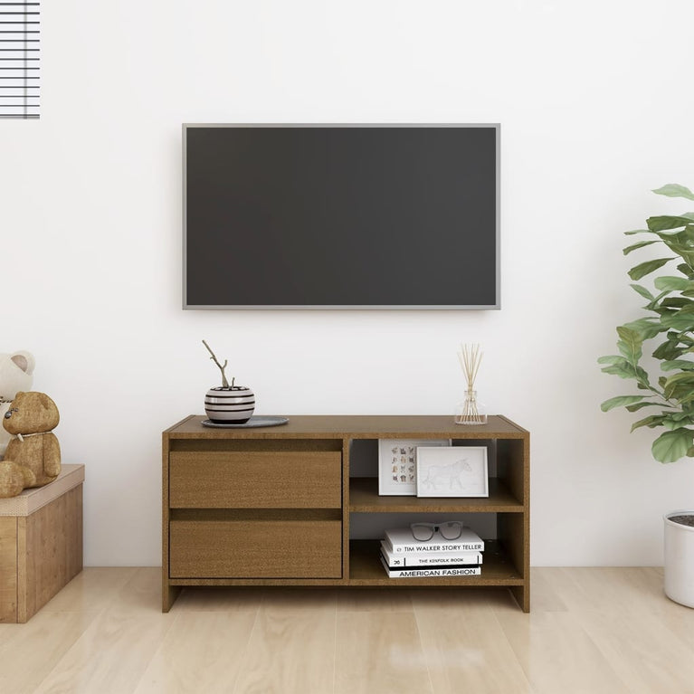Tv-meubel 80x31x39 cm massief grenenhout honingbruin MeubelReus