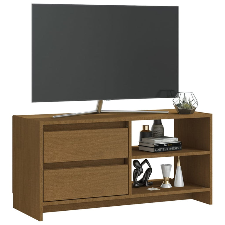 Tv-meubel 80x31x39 cm massief grenenhout honingbruin MeubelReus