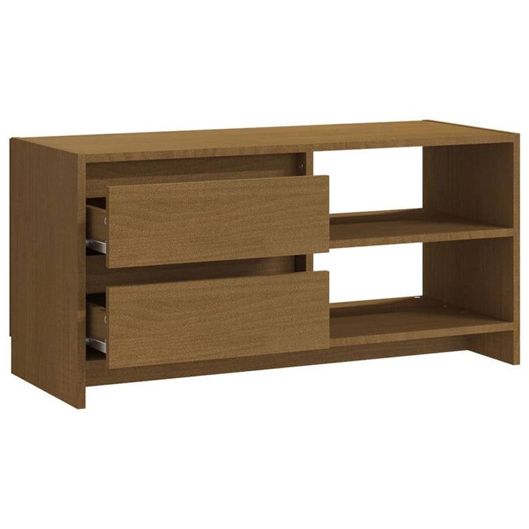 Tv-meubel 80x31x39 cm massief grenenhout honingbruin MeubelReus