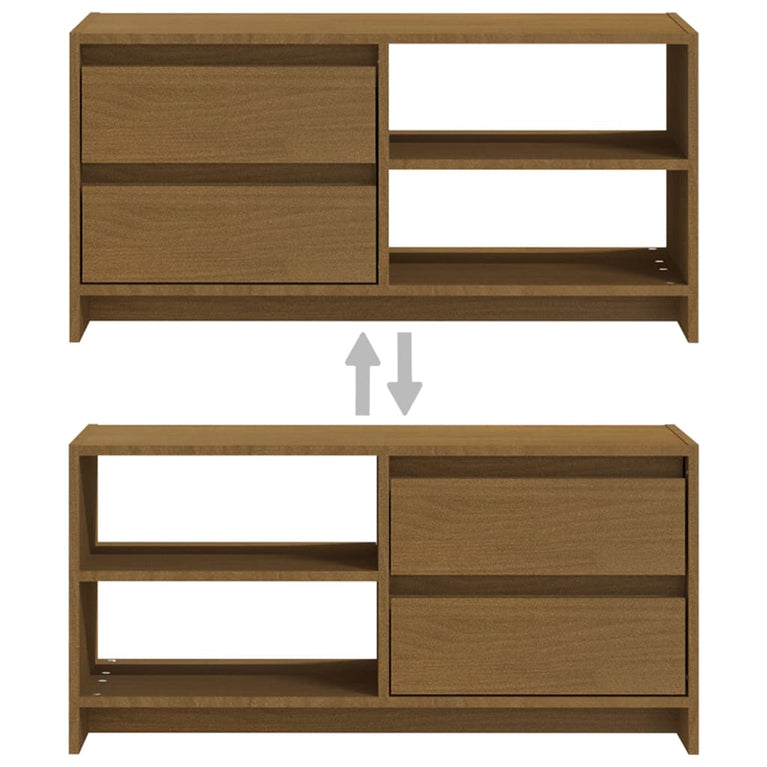Tv-meubel 80x31x39 cm massief grenenhout honingbruin MeubelReus