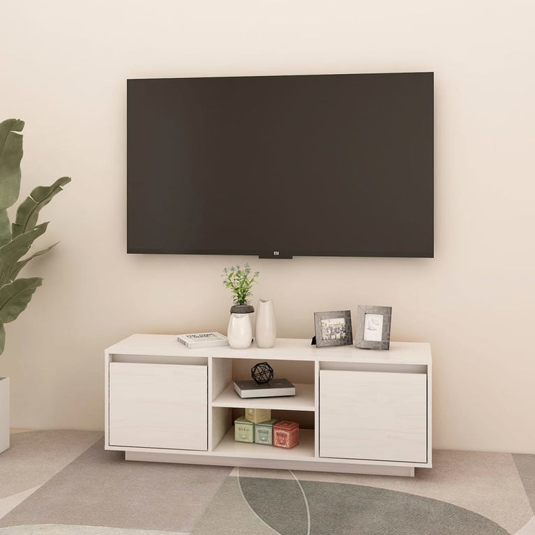 Tv-meubel 110x30x40 cm massief grenenhout wit MeubelReus