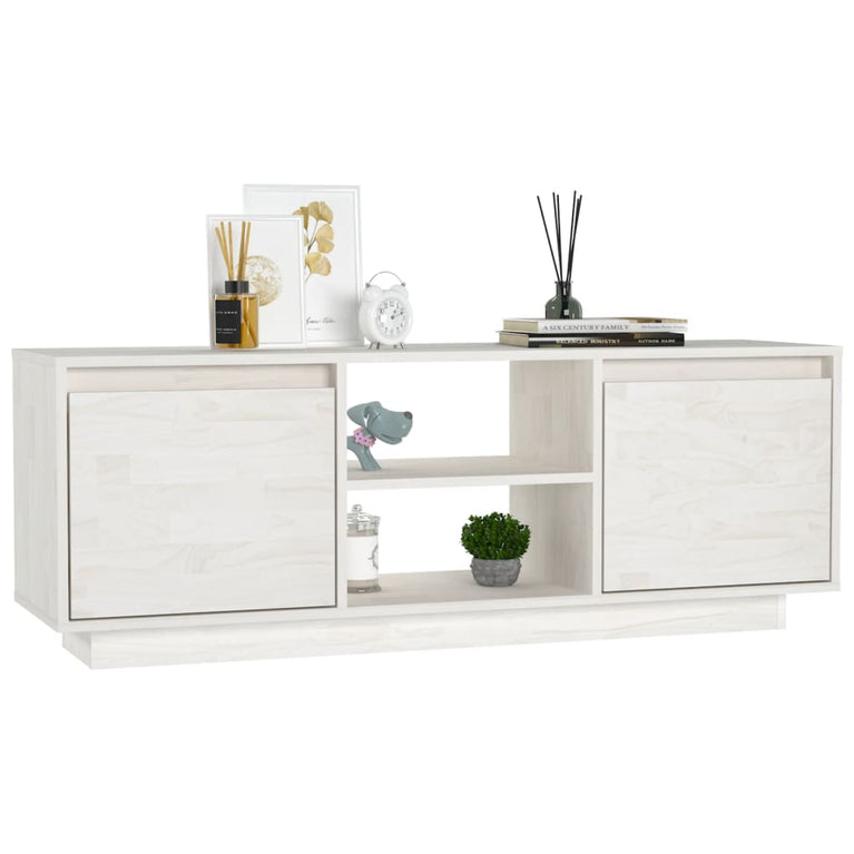 Tv-meubel 110x30x40 cm massief grenenhout wit MeubelReus