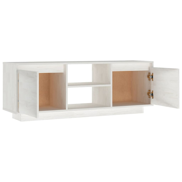 Tv-meubel 110x30x40 cm massief grenenhout wit MeubelReus