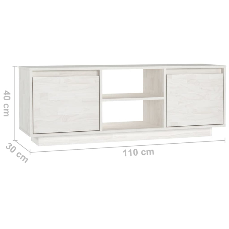 Tv-meubel 110x30x40 cm massief grenenhout wit MeubelReus
