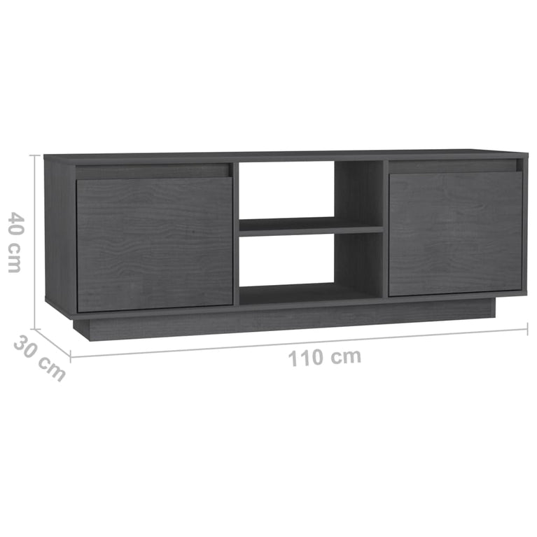 Tv-meubel 110x30x40 cm massief grenenhout grijs MeubelReus