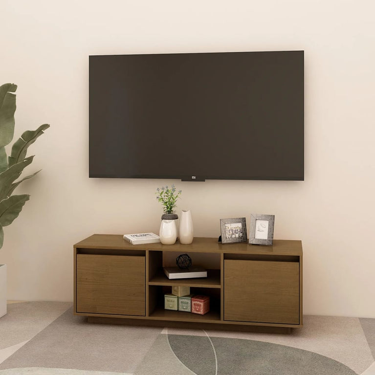 Tv-meubel 110x30x40 cm massief grenenhout honingbruin MeubelReus
