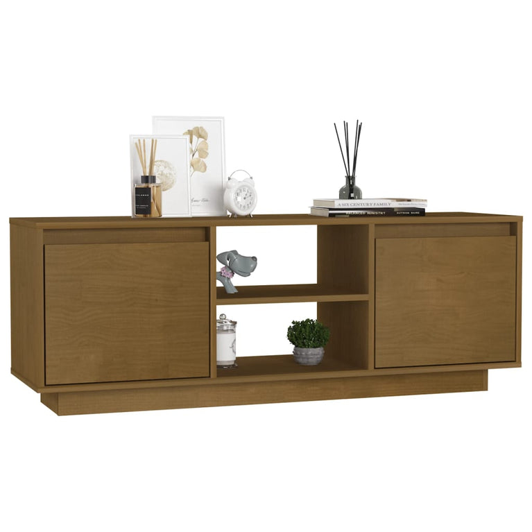 Tv-meubel 110x30x40 cm massief grenenhout honingbruin MeubelReus