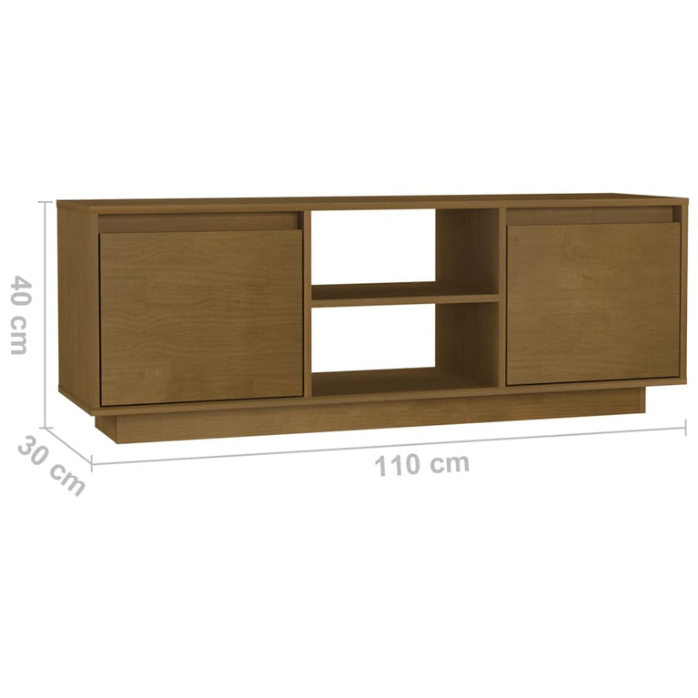 Tv-meubel 110x30x40 cm massief grenenhout honingbruin MeubelReus