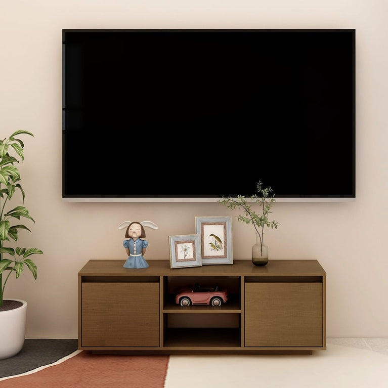 Tv-meubel 110x30x40 cm massief grenenhout honingbruin MeubelReus