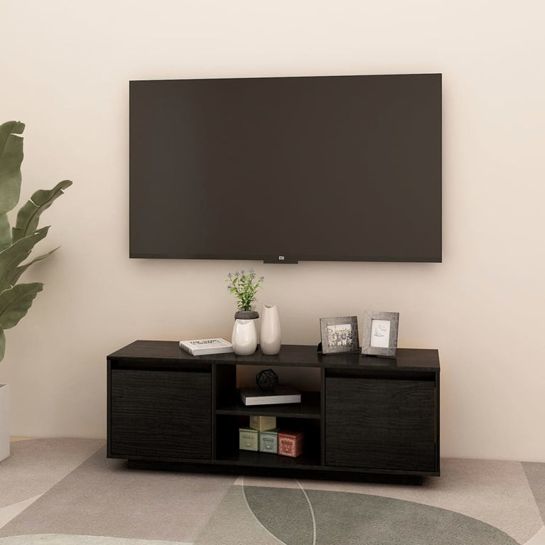 Tv-meubel 110x30x40 cm massief grenenhout zwart MeubelReus