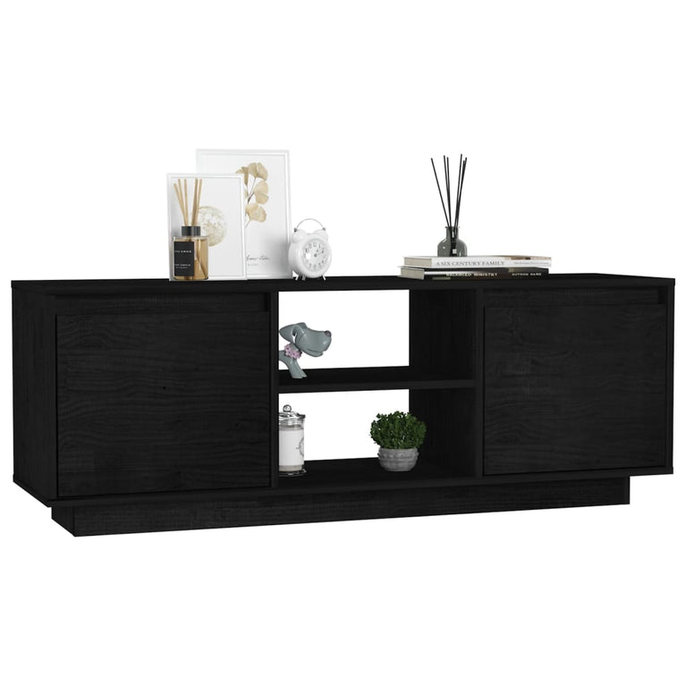 Tv-meubel 110x30x40 cm massief grenenhout zwart MeubelReus