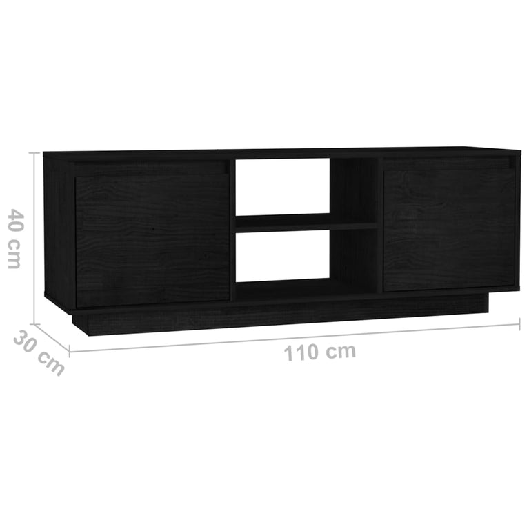 Tv-meubel 110x30x40 cm massief grenenhout zwart MeubelReus