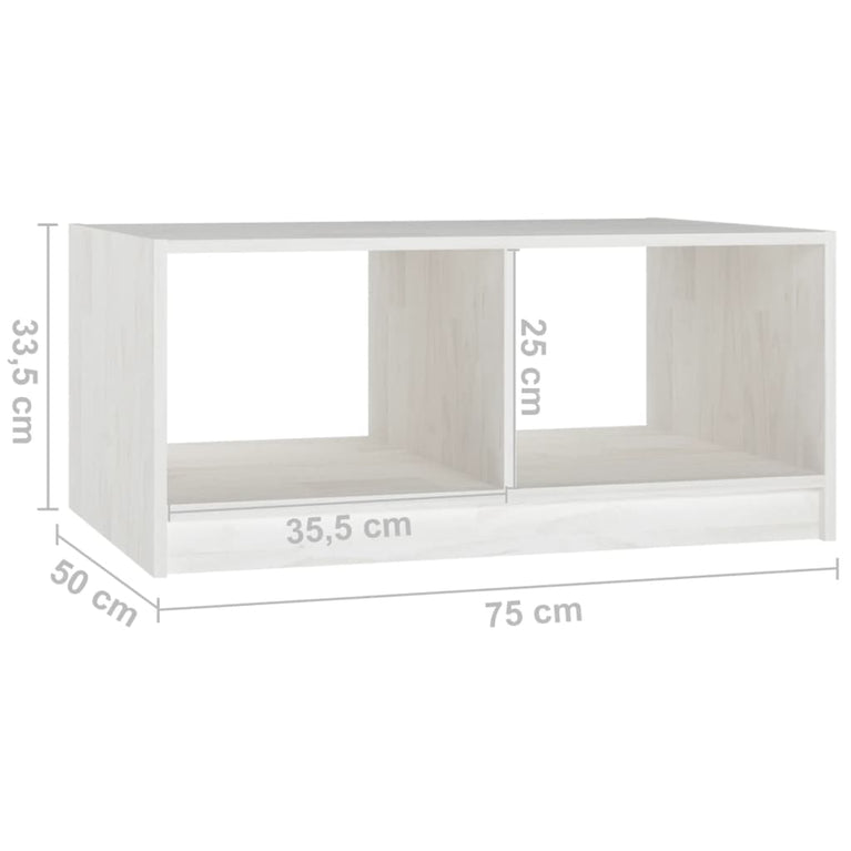 Salontafel 75x50x33,5 cm massief grenenhout wit MeubelReus