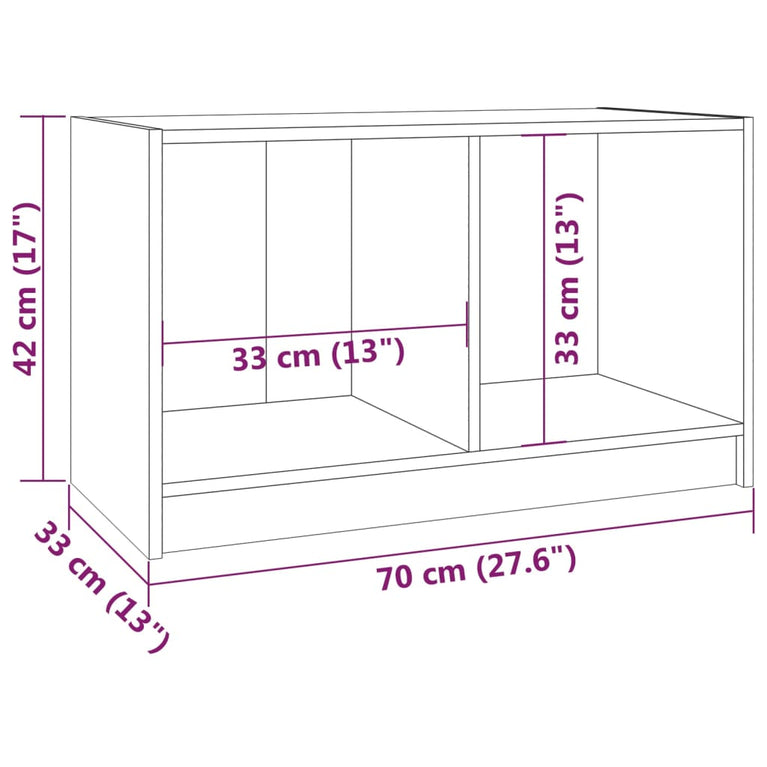 Tv-meubel 70x33x42 cm massief grenenhout zwart MeubelReus