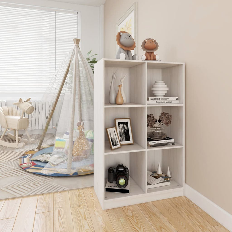Boekenkast 70x33x110 cm massief grenenhout wit MeubelReus