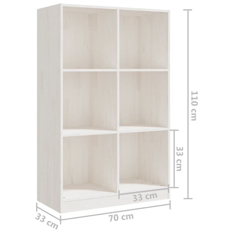 Boekenkast 70x33x110 cm massief grenenhout wit MeubelReus