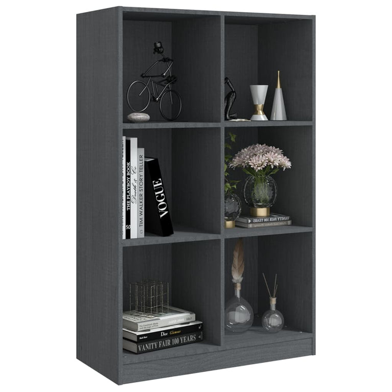 Boekenkast 70x33x110 cm massief grenenhout grijs MeubelReus