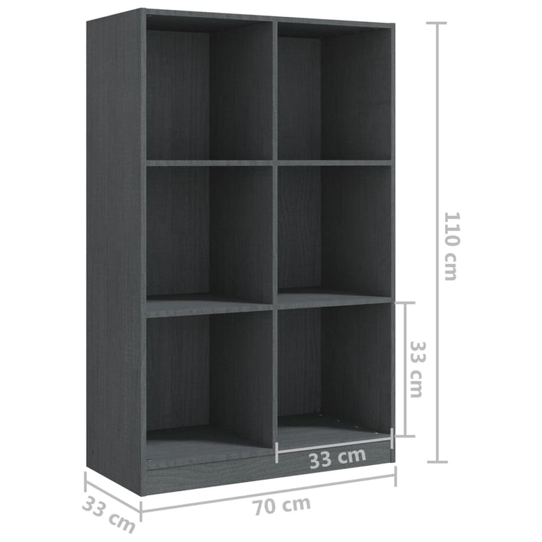 Boekenkast 70x33x110 cm massief grenenhout grijs MeubelReus