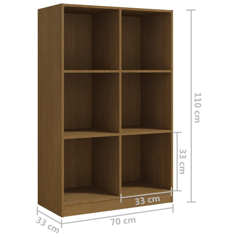Boekenkast 70x33x110 cm massief grenenhout honingbruin MeubelReus