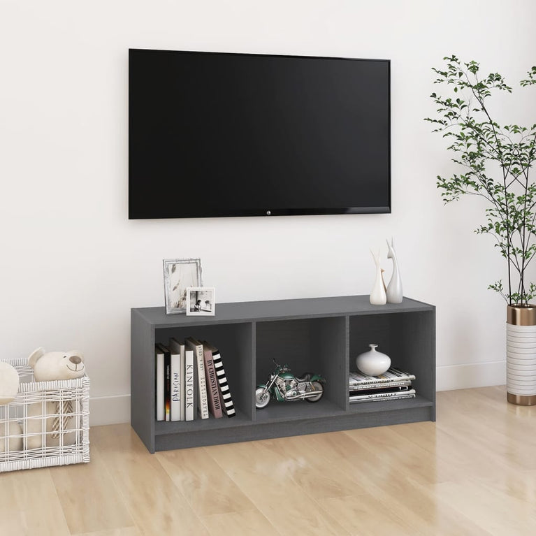Tv-meubel 104x33x41 cm massief grenenhout grijs MeubelReus