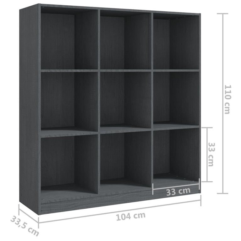 Boekenkast/kamerscherm 104x33,5x110 cm massief grenenhout grijs MeubelReus