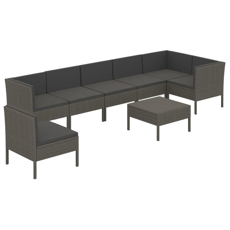 8-delige Loungeset met kussens poly rattan grijs MeubelReus