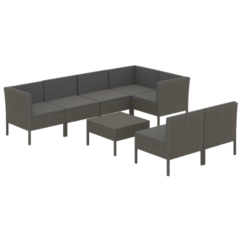 8-delige Loungeset met kussens poly rattan grijs MeubelReus