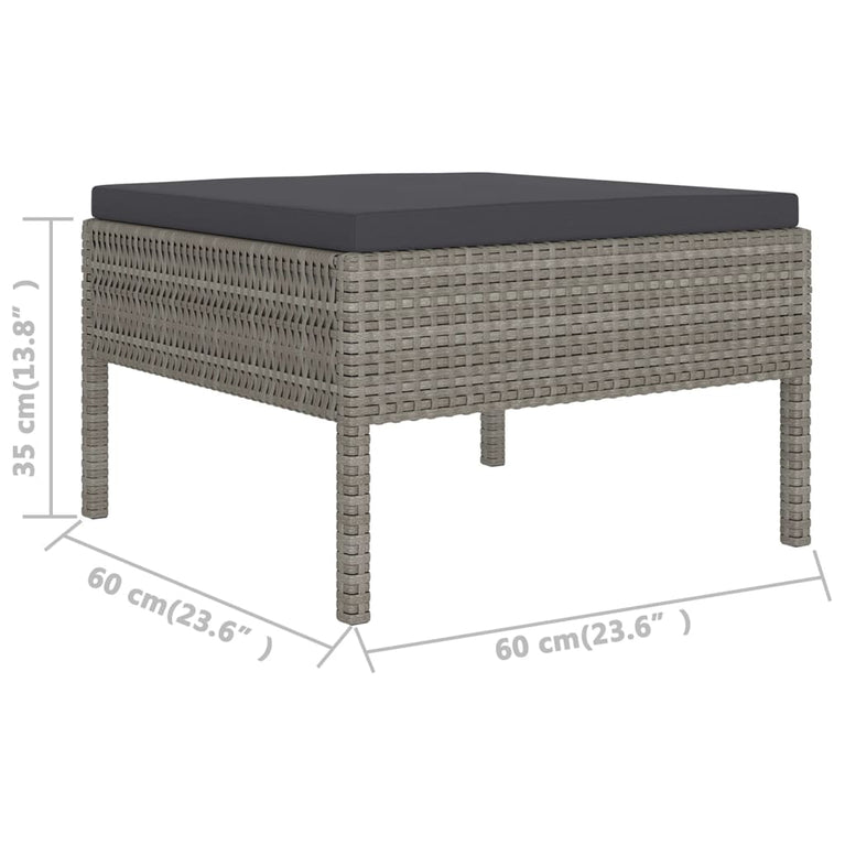 8-delige Loungeset met kussens poly rattan grijs MeubelReus