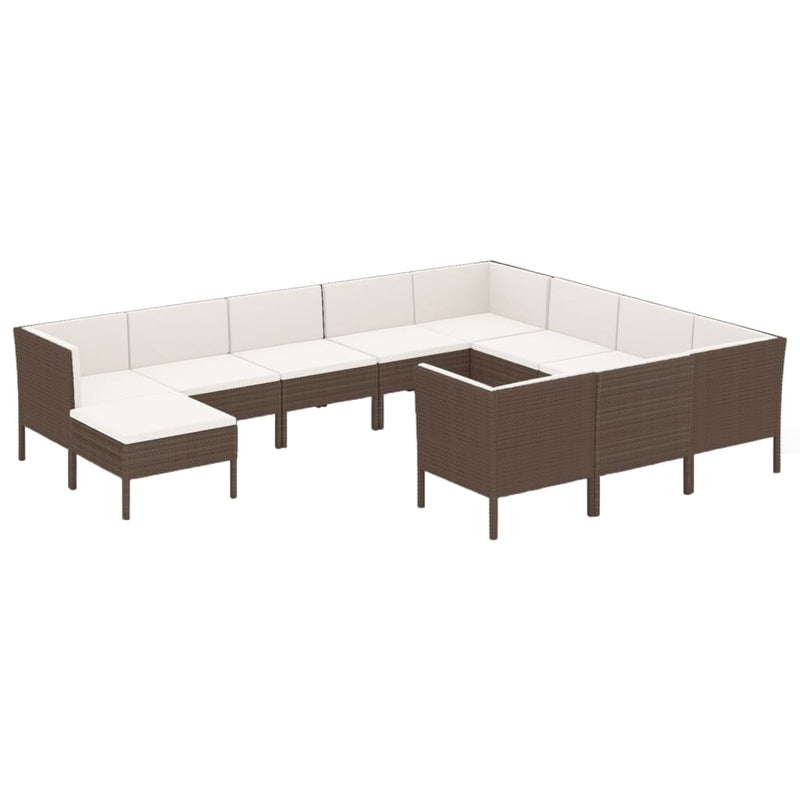 11-delige Loungeset met kussens poly rattan bruin MeubelReus