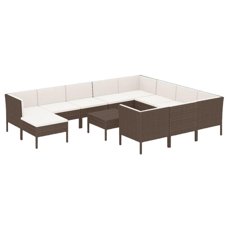 12-delige Loungeset met kussens poly rattan bruin MeubelReus