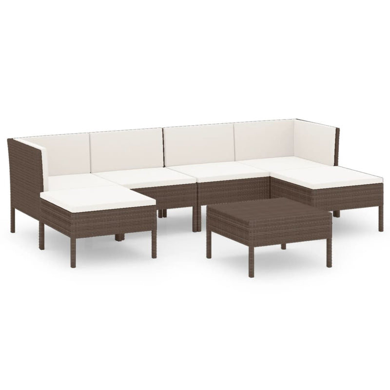 7-delige Loungeset met kussens poly rattan bruin MeubelReus