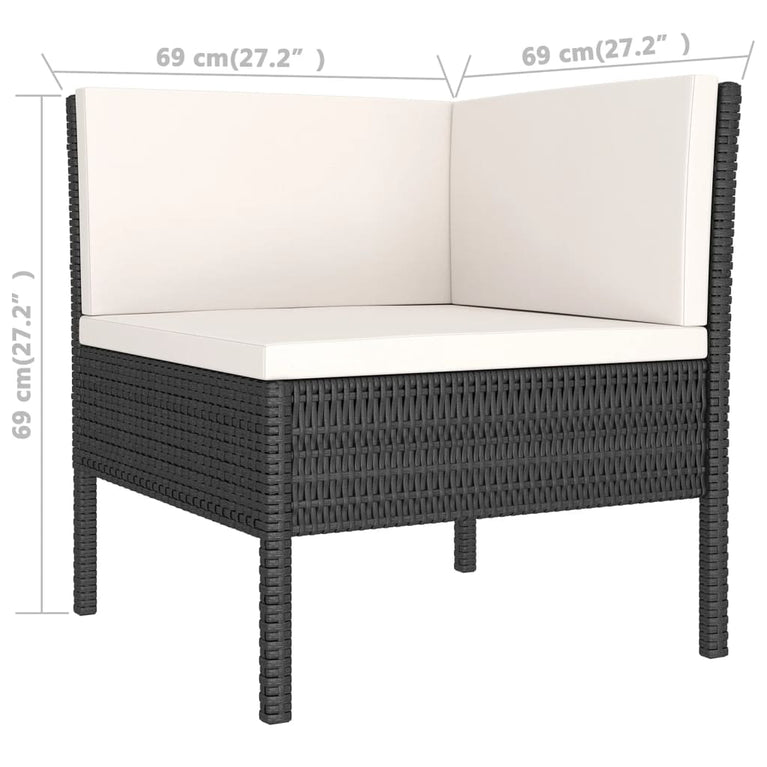 7-delige Loungeset met kussens poly rattan zwart MeubelReus